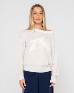 Womens: MILES OPEN KNIT CREW - WHITE