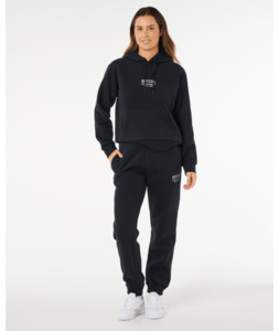 Fleece 1: SURF STAPLE RELAXED HOOD - BLACK
