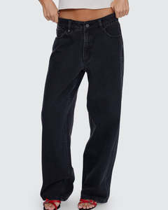 Billie Low Rise Baggy Jean - Aged Black
