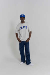 Tees: Crate Varsity Box Fit T-Shirt - Storm Grey