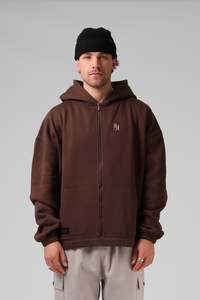 Laxed Zip Thru Hood - B Brown