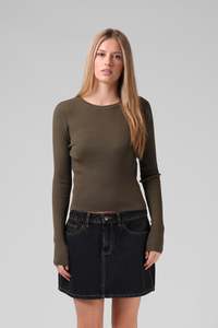 Womens: Knitted LS - Olive