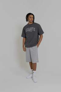 Crate Varsity Box Fit T-Shirt - CHARCOAL/TREE CAMO