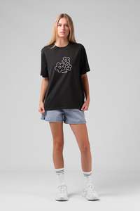 Womens Tops: Flowers Tee - Charcoal