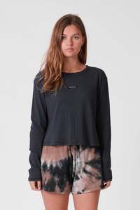 Womens Tops: Ribbed L/S Tee - Ink