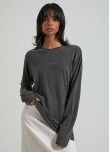 Womens Tops: Clementine - Hemp Long Sleeve Tee - Stone Black