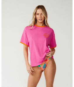 TROPICAL DESIRE OVERSIZE TEE - HOT PINK