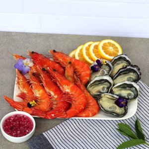 All Fresh Fish — Seafood — Saltwater Seafoods: Prawn + Oyster Platter - Small - Saltwater Seafoods NZ