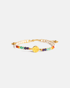 7 Chakras: Mindfulness 7 Chakras Moonstone Bracelet | Gold