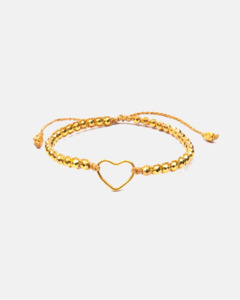 Gemstone Heart: Pyrite Bracelet Heart | Gold