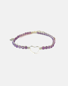 Light Amethyst Heart Bracelet | Silver