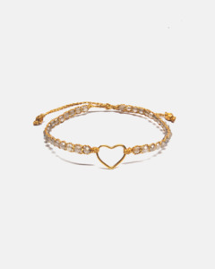 Labradorite Heart Bracelet | Gold
