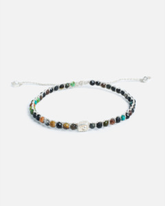 Gemstone Silver: Dark Chrysocolla Agate Bracelet | Silver