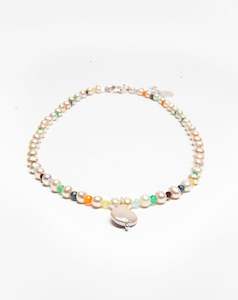 Necklace: Pearl & Gemstone Necklace | Silver