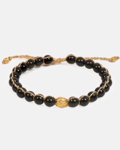 6mm Bracelets: Black Onyx 6mm Bracelet | Gold
