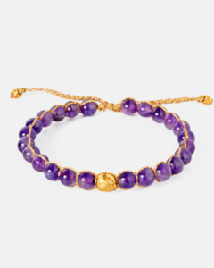 6mm Bracelets: Amethyst 6mm Bracelet | Gold