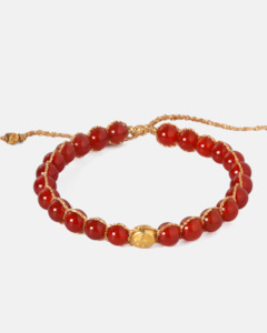 6mm Bracelets: Carnelian 6mm Bracelet | Gold