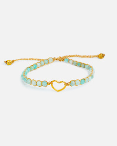 Kids Bracelets: Amazonite Heart Kids Bracelet | GOLD
