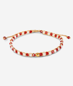 Sale 1: Crystal Dwiwarna Red & White Nugget Bracelet | Gold
