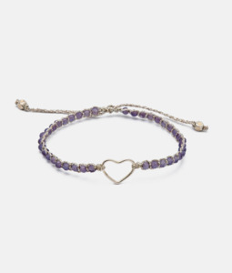 Lavender Amethyst Heart Bracelet from Zambia | Silver