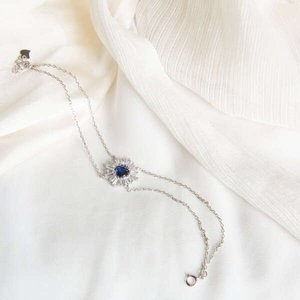 Products: s925 Silver Adjustable Blue Crystal Bracelet