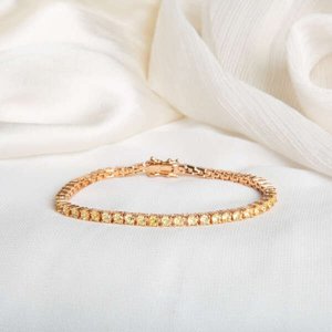 Products: s925 Silver Crystal Gold Plated Tennis Bracelet