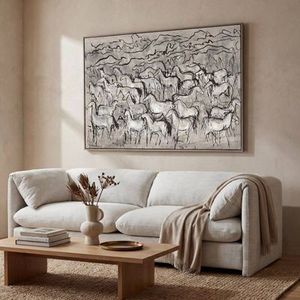 Herd Framed Canvas NZ Textured Neutral Wall Art