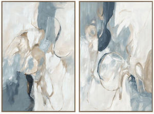 Art Sanctuary Interiors: Harmony I & II Neutral Diptych Framed Wall Art