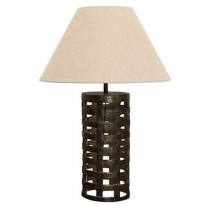 Lighting: Lattice Lamp Base in Antique Brass Finish - Base only - 2 only