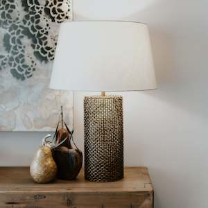 Woven Metal Table Lamp - Old Brass - Base Only