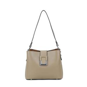 Leather: Leila Leather Bucket Bag - Taupe