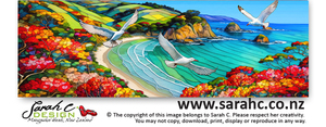 Products: Pohutukawa Bay with Seagull, Horizontal - Sarah C