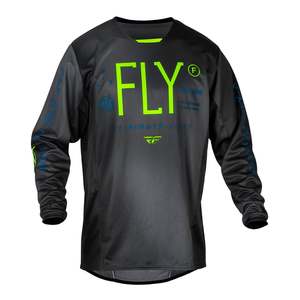 Fly Racing: FLY Racing Youth Kinetic Jersey - Charcoal / Neon Green / True Blue