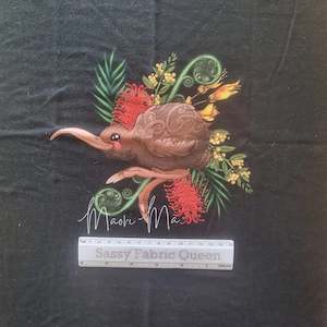 Kiwi with Words 37cmx50cm Panel - Double Brushed Polyester (DBP)