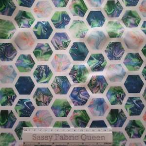 Retail Fabric: Geohex, Grn Marble - PUL