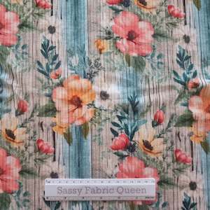 Floral Wood PnkOra - Rib Knit