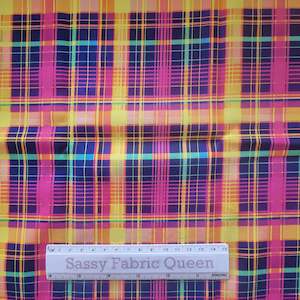Cotton Woven: Neon Plaid Stripes 002 - Cotton Woven