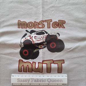 Cotton Lycra 250gsm: Monster Mutt 50cm x 50cm panel - Cotton Lycra 250