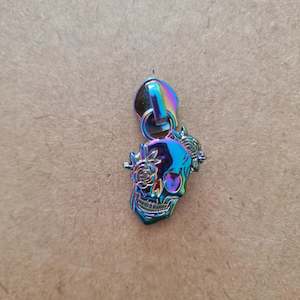 Notions: Zipper Pulls #5 - Rainbow Rose Skull
