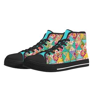 Sassy Wearables: Patchwork-look Womens High Top Canvas Shoes