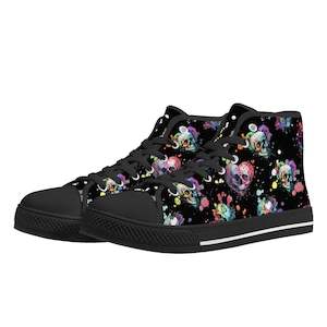 Sassy Wearables: Watercolour Skull Womens High Top Canvas Shoes