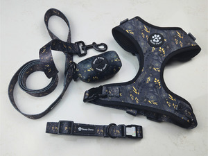 Dog Harness Bundle Set - Midnight Blossom