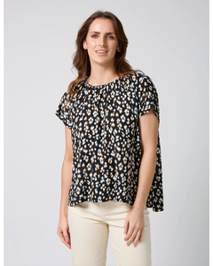 Stella + Gemma Navy Leopard Clio Blouse - Sassy Sadie