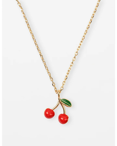 Stella + Gemma Necklace Red Cherries - Gold - Sassy Sadie