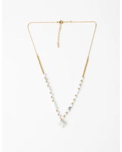 Stella + Gemma Necklace Howlite Clover - Gold White - Sassy Sadie