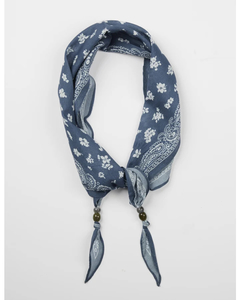 Stella + Gemma Neck Scarf Denim Paisley with Beads Sassy Sadie