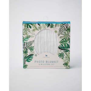 Muslin Photo Blanket & Milestone Set - Tropical Leaf