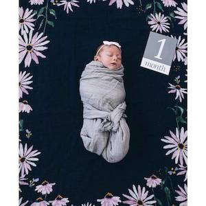 Muslin Photo Blanket & Milestone Set - Dark Coneflower