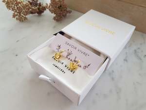 Gold Plated Sterling Silver Two in One Heart Hoop Earrings