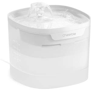 Cheerble Elfin E1 Lite Pet Water Fountain 2L for Cats and Dogs - USB DC 5V Powered (White)